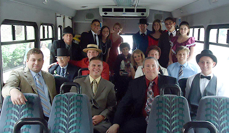 Wedding party on Lorenz Charter Bus